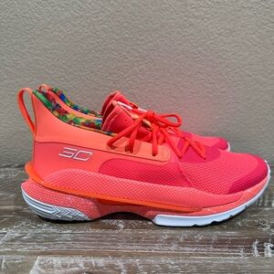Under Armour Curry 7 x Sour Patch Kids Peach Plasma 3021258-603 Men Size 12